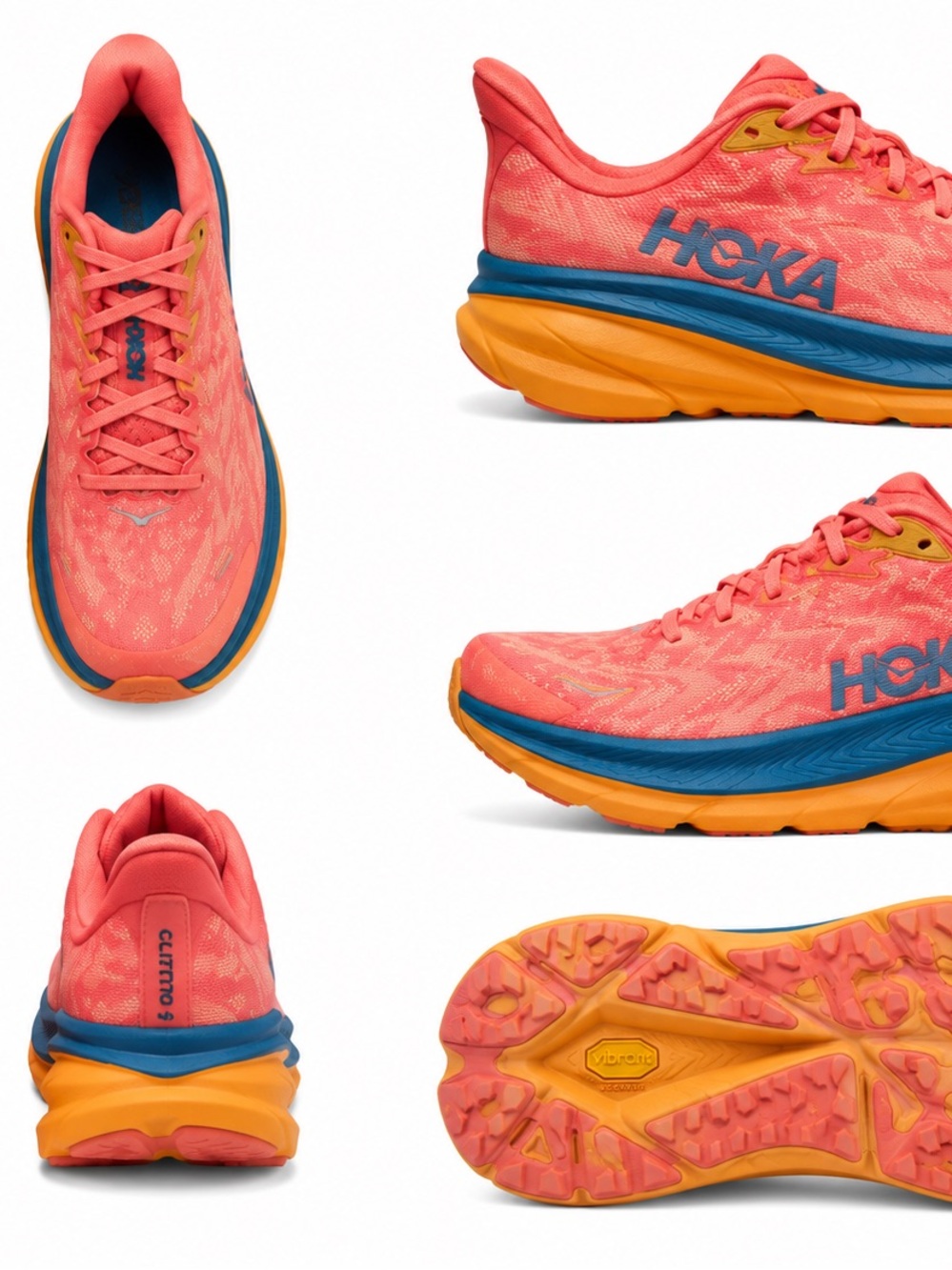 Hoka One One  Woman Coral Pink and Royal Blue Running Shoes